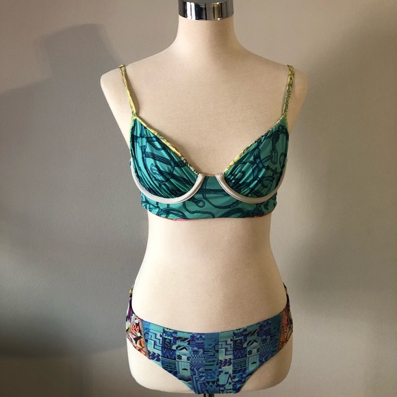 Maaji Multi color Reversible Bikini  Set Tie Back - Picture 6 of 14